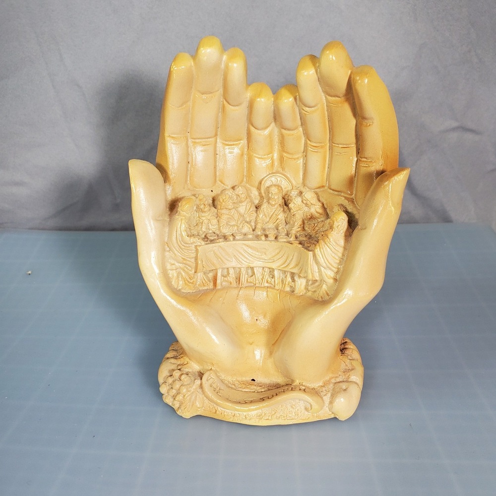 The Last Supper Jesus in Alabaster Resin Hands of God Home Figurine 5.5" Tall